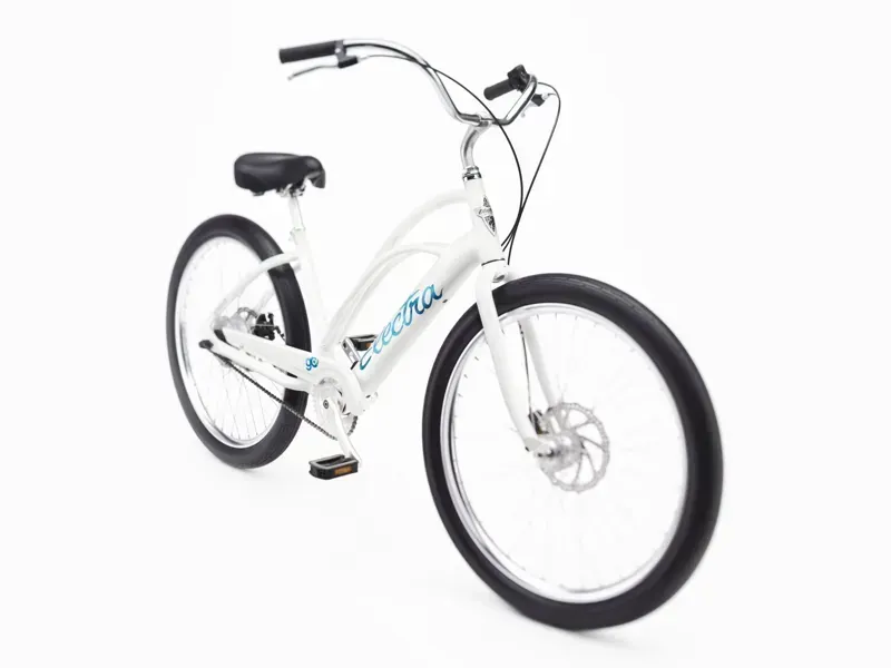 Electra Cruiser Go! Step Over Medium Electric Bike in White-1